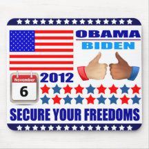Mousepad - Obama/Biden 2012 - aseguran sus liberta Alfombrilla De Ratones