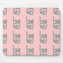 Mousie rosado y gris Mousepad Alfombrilla De Ratones