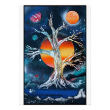 Moutains del lago tree w de Deadwood y sol rojo Anuncios