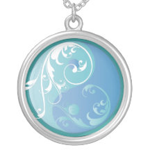 Movimiento en sentido vertical Yin y Yang (azules  Collares Personalizados