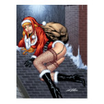 Ms Claus On The Rooftop que entrega los presentes  Postal