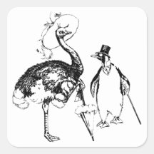 Ms Ostrich y Sr. Penguin Etiqueta