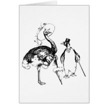 Ms Ostrich y Sr. Penguin Tarjeton