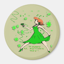 Muchacha del irlandés del día de St Patrick Imán De Nevera