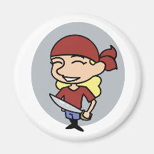 Muchacha del pirata imán para frigorífico