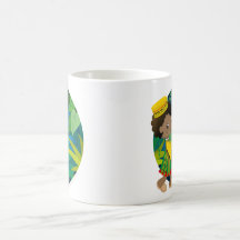 Muchacho africano tazas de café