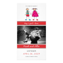 Muchacho + Chica = reserva linda del amor la tarje Tarjetas Fotograficas Personalizadas