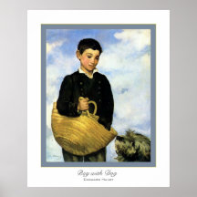 Muchacho con el ~ Eduardo Manet del perro Poster