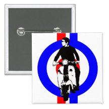 Muchacho de la vespa en blanco y rayas pin