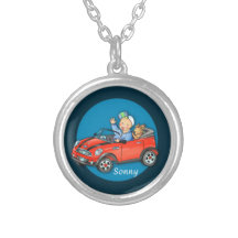 Muchacho del coche del juguete y camiseta rojos pe colgantes personalizados