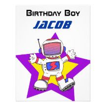 Muchacho del cumpleaños del astronauta invitación personalizada