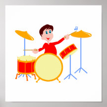 Muchacho del dibujo animado que juega los bordes d poster