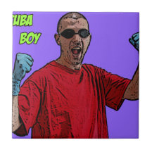 Muchacho del equipo de submarinismo azulejo ceramica