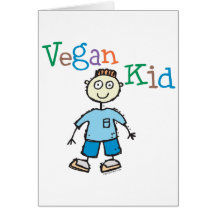 Muchacho del niño del vegano tarjetón