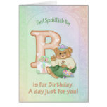Muchacho del oso del cumpleaños - personalizar tarjetas