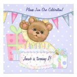 Muchacho del oso del cumpleaños - primer cumpleaño comunicado personal  