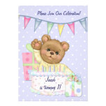 Muchacho del oso del cumpleaños - primer cumpleaño comunicados personales 
