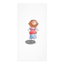 Muchacho del palillo del dibujo animado tarjeta fotográfica