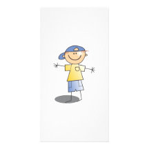 Muchacho del palillo del dibujo animado tarjeta fotográfica