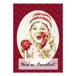 Muchacho del vintage en la nieve invitacion personalizada