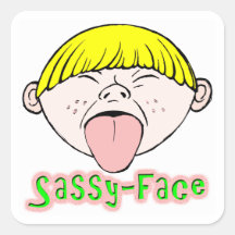 Muchacho descarado de la cara pegatinas cuadradas personalizadas