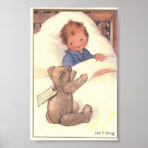 Muchacho e impresión del peluche posters