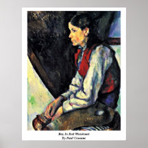 Muchacho en chaleco rojo de Paul Cezanne Posters