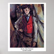 Muchacho en un chaleco rojo de Paul Cezanne Impresiones