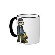 Muchacho espeluznante con la taza del perro 1