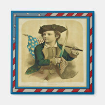 Muchacho joven del vintage con la bandera y SABRE Imanes