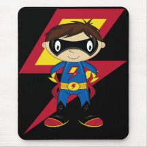 Muchacho lindo del super héroe tapete de ratón