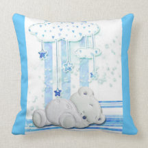 Muchachos azules del oso lindo del bebé cojines