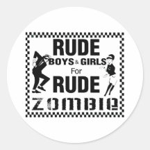 Muchachos groseros y chicas para el zombi grosero pegatinas redondas