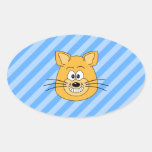 Mueca del gato pegatinas oval personalizadas