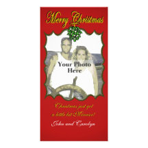 Muérdago del navidad tarjeta con foto personalizada