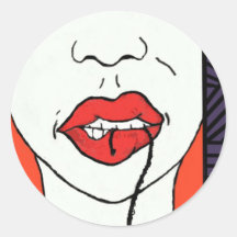 Muérdalo - los labios del estilo del arte pop etiquetas redondas