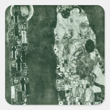 Muerte y vida (estado anterior) por Gustavo Klimt Pegatina Cuadradas Personalizada