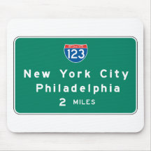 Muestra de la carretera de Nueva York Philadelphia Tapete De Raton