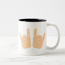Muestra de la mano del rock-and-roll taza