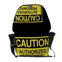 Muestra de la precaución bolsa de mensajería