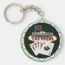 Muestra de Las Vegas y ficha de póker de las tarje Llaveros