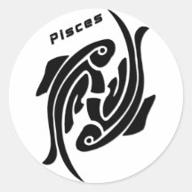 Muestra del zodiaco de Piscis Etiqueta Redonda