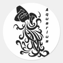 Muestra del zodiaco del acuario etiqueta