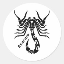 Muestra del zodiaco del escorpión etiquetas redondas