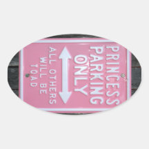 Muestra divertida de princesa Parking Only Calcomania Oval Personalizadas