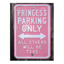 Muestra divertida de princesa Parking Only Postal
