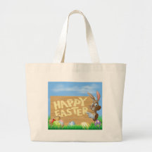 Muestra feliz de Pascua del conejito de pascua Bolsas De Mano