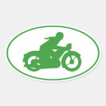 Muestra verde de Motorbiker Calcomania De Óval
