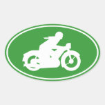 Muestra verde de Motorbiker Pegatina Óval