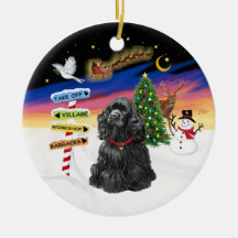 Muestras de Navidad - cocker spaniel negro Adorno Para Reyes